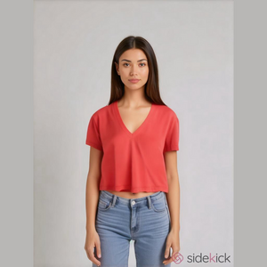 Monrow Boxy oversized Crop V-Neck Tee shirt